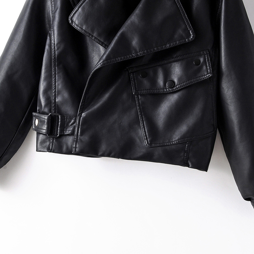 Title 6, Womens PU leather jacket with short washed lea...