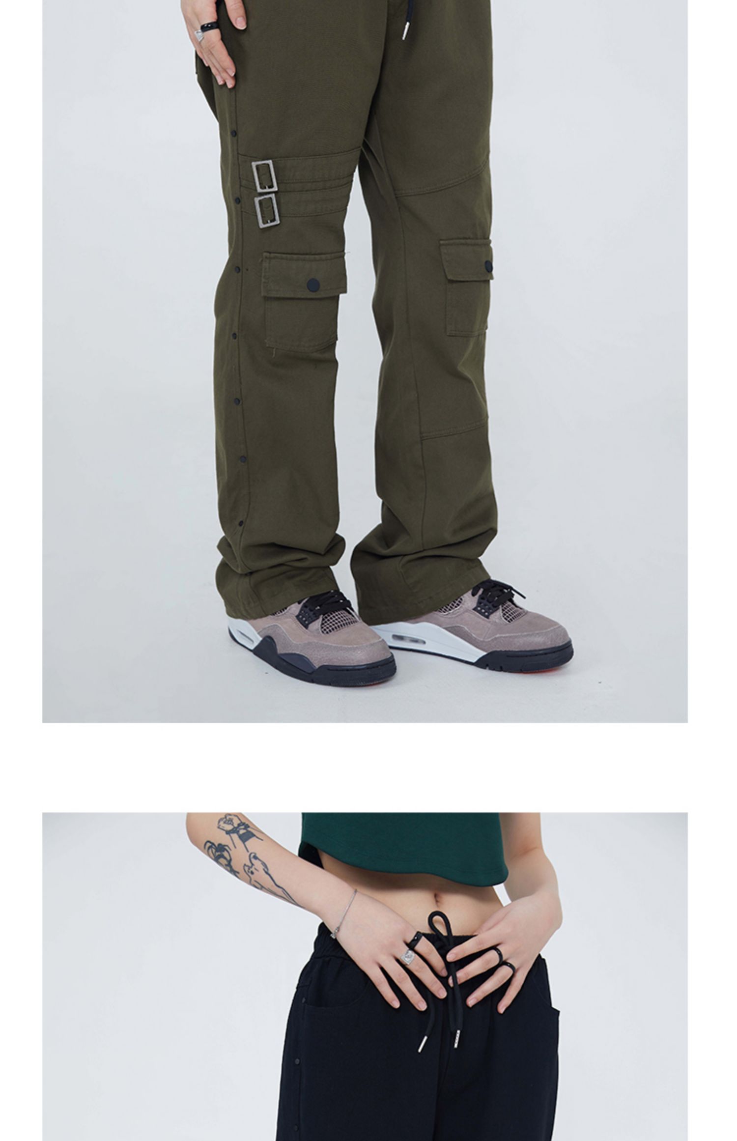 Title 3, Japanese Retro Multi-pocket Loose Cargo Trousers