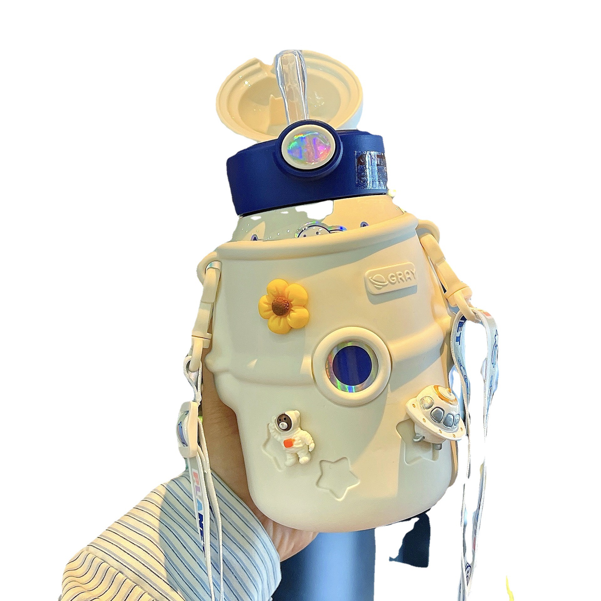 Stainless Steel Children Astronaut Straw Thermal Insulation Kettle - Image 1
