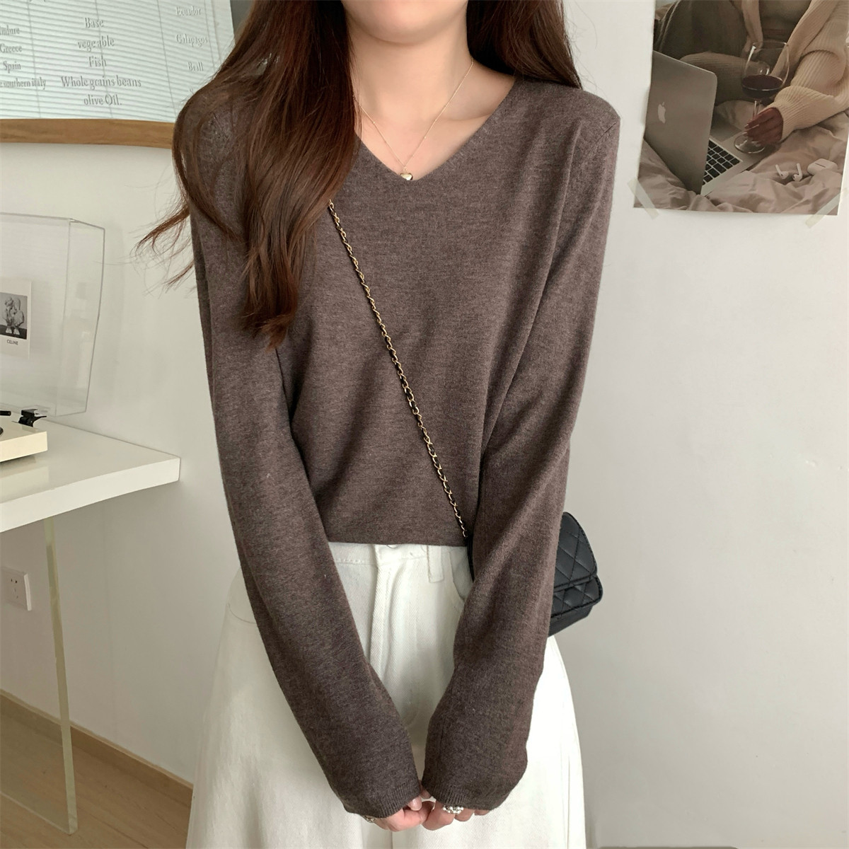 Loose Vneck Soft Cozy Sweater For Layering