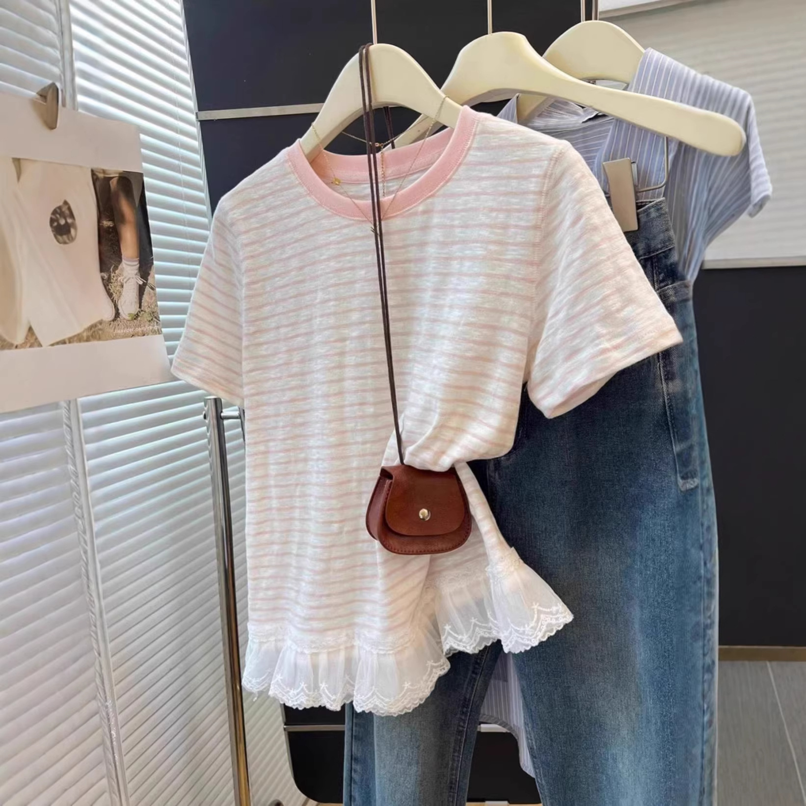 Summer Fashion Super Beautiful Unique Stripedplaid Tops