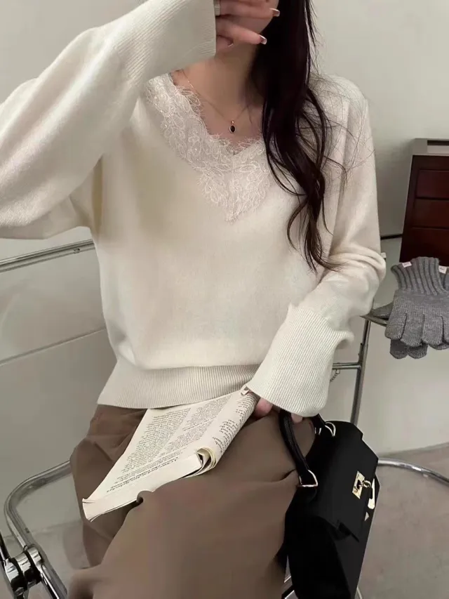 Elegant Wool Sweater Bottoming Women White - Shop at LoveMi