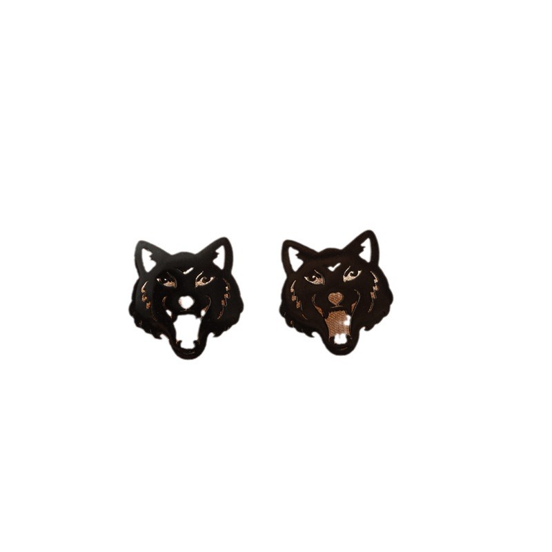 Fashion Stainless Steel Mini Wolf Head Stud Earrings
