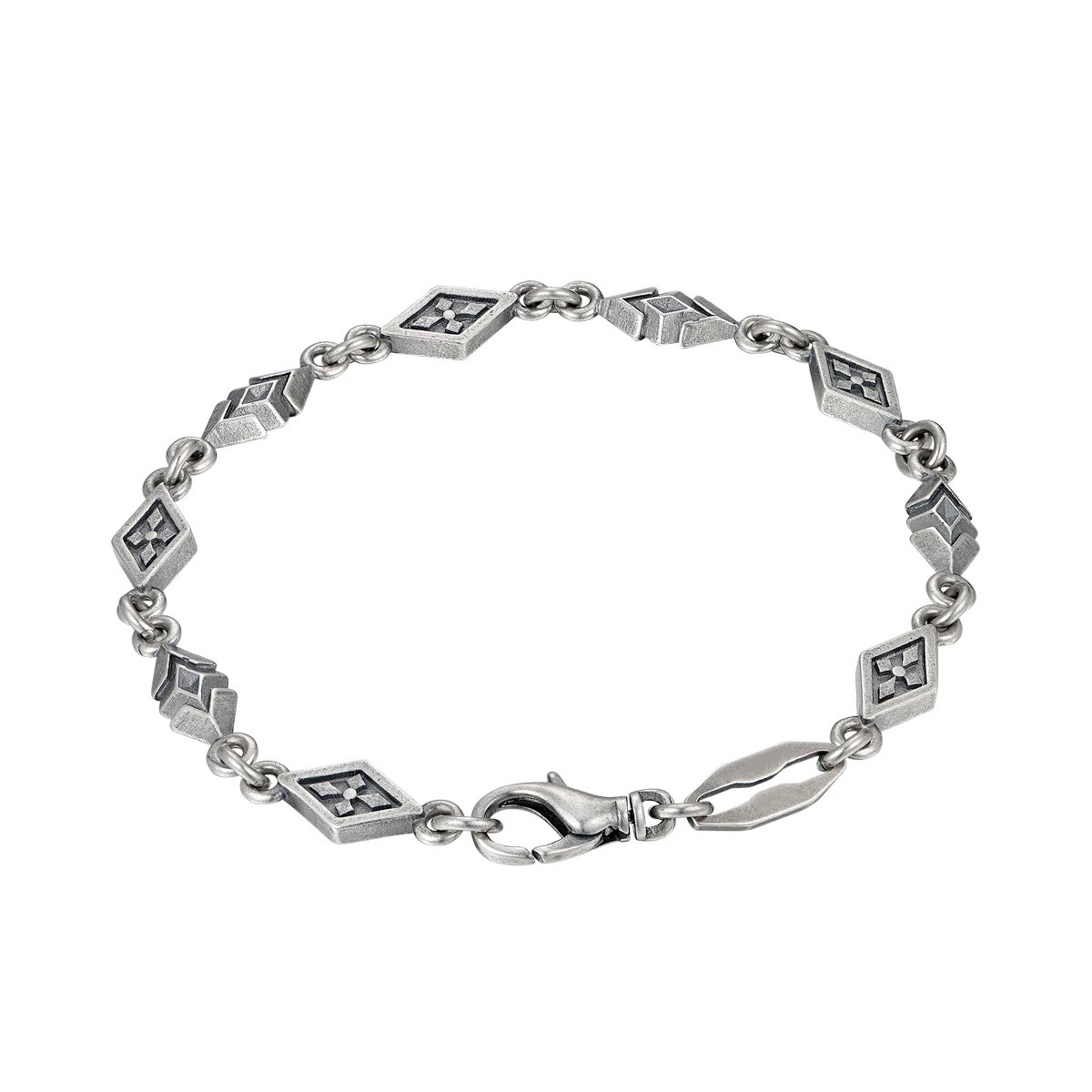 Retro Distressed Rhombus Spacer Bracelet For Women