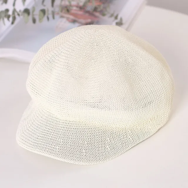Summer Octagonal Cap Straw Hat Beach Vacation Duck Tongue Painter Cap Sun proof F Light Beige - Shop at LoveMi