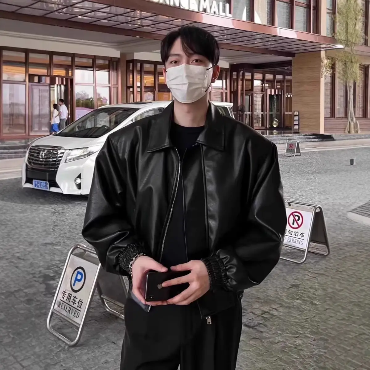 Retro Motorcycle Korean-Style Padded Shoulder Leather Jacket Coat For Men