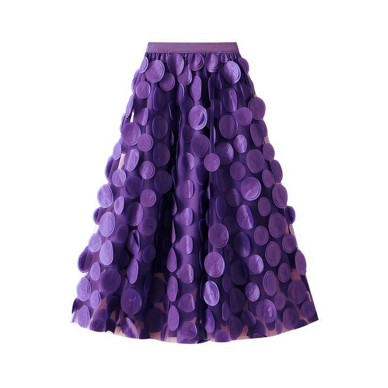 Three-dimensional Polka Dot Black Mesh Skirt