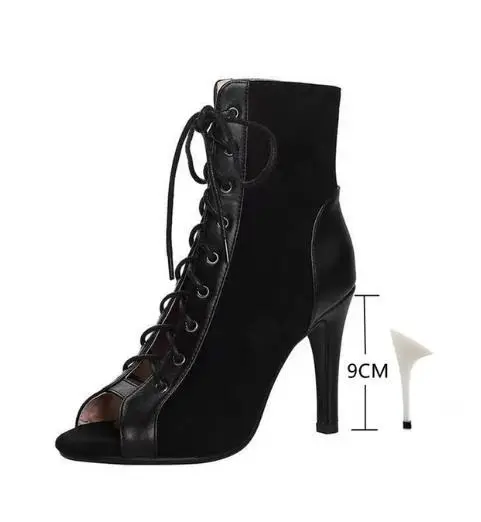 Stiletto Heel Lace up Peep Toe Sandals Black - Shop at LoveMi