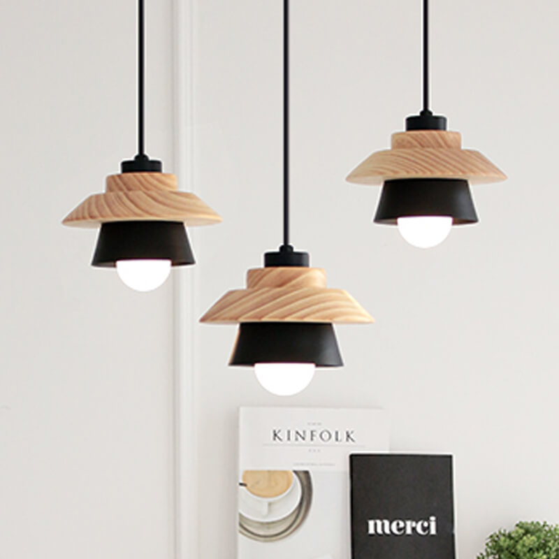 Alloy Japanese Wooden Modern Minimalist Restaurant Small Pendant Lamp - Image 9