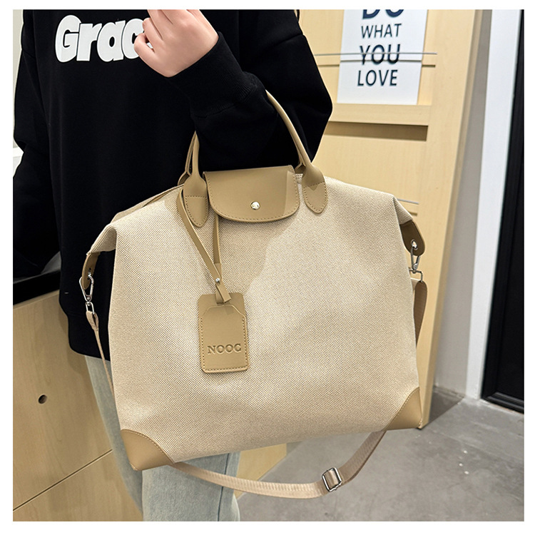 Cream Canvas Weekend Duffel Bag