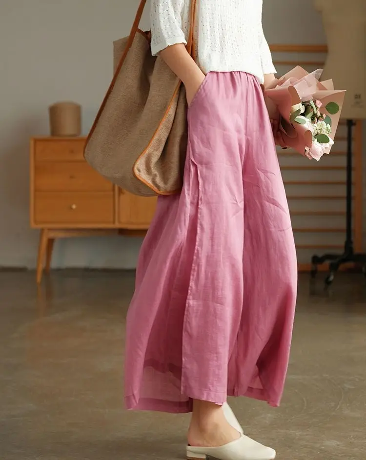 Title 9, High-quality Leisure Hemp Hemp Wide Leg Pants F...