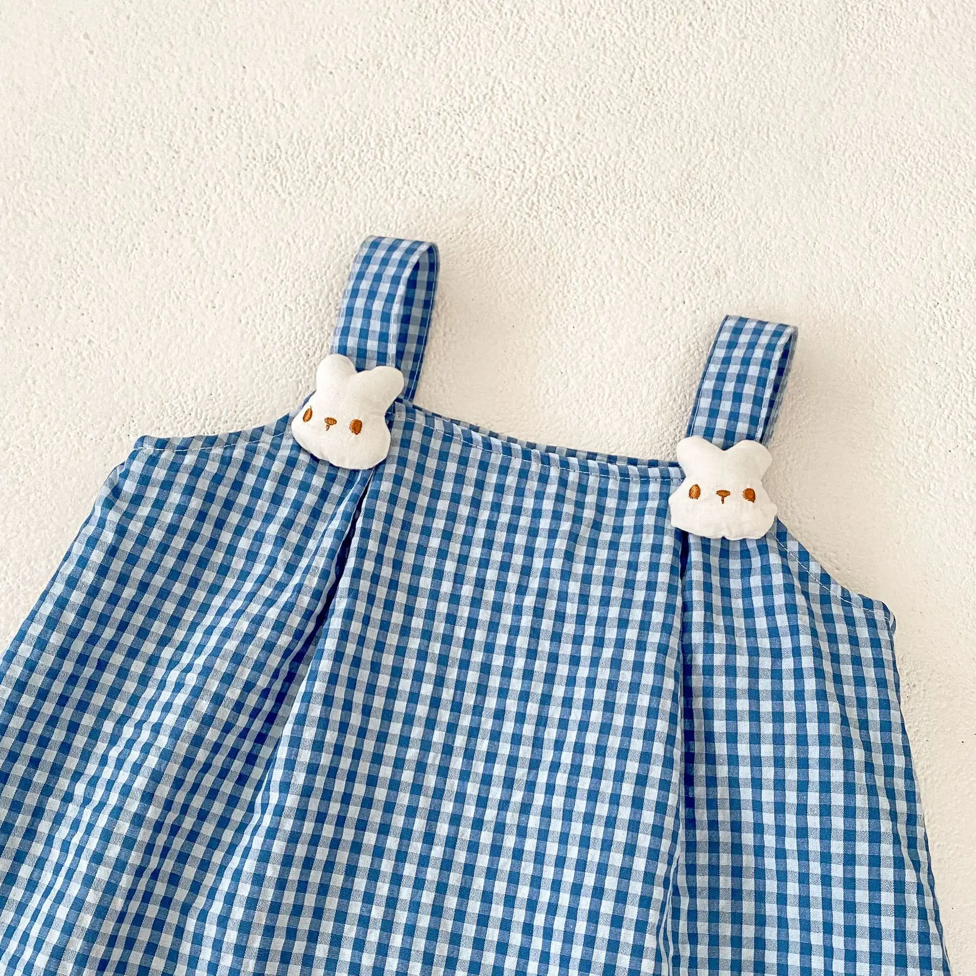 Cartoon Suspender Plaid A- Line Skirt