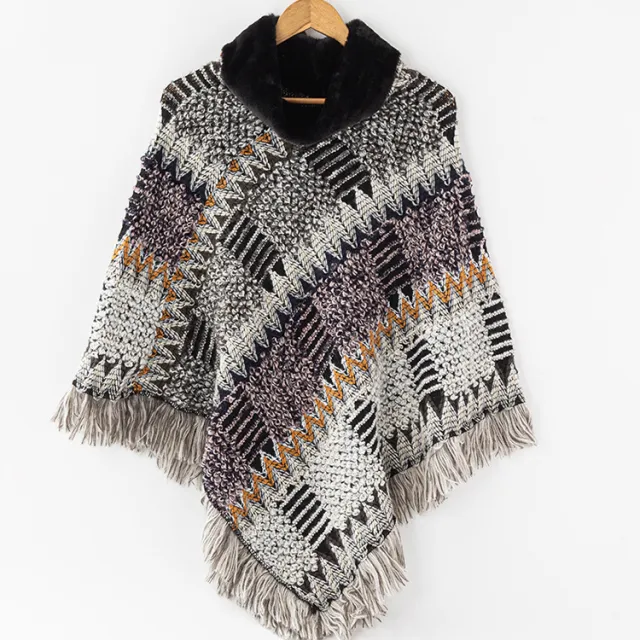 Autumn And Winter Turtleneck Knitted Shawl For Women Gray - Shop at LoveMi