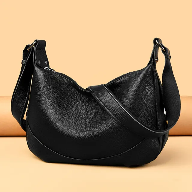 Milled Top Layer Cowhide Women's Shoulder Simple Crossbody Black - Shop at LoveMi