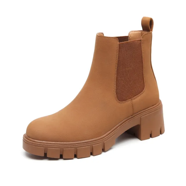 Women's Thick Bottom Suede Dr Martens Boots Brown - Shop at LoveMi