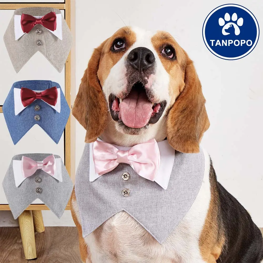 British-style Suit Pet Bib Velcro Triangle Scarf