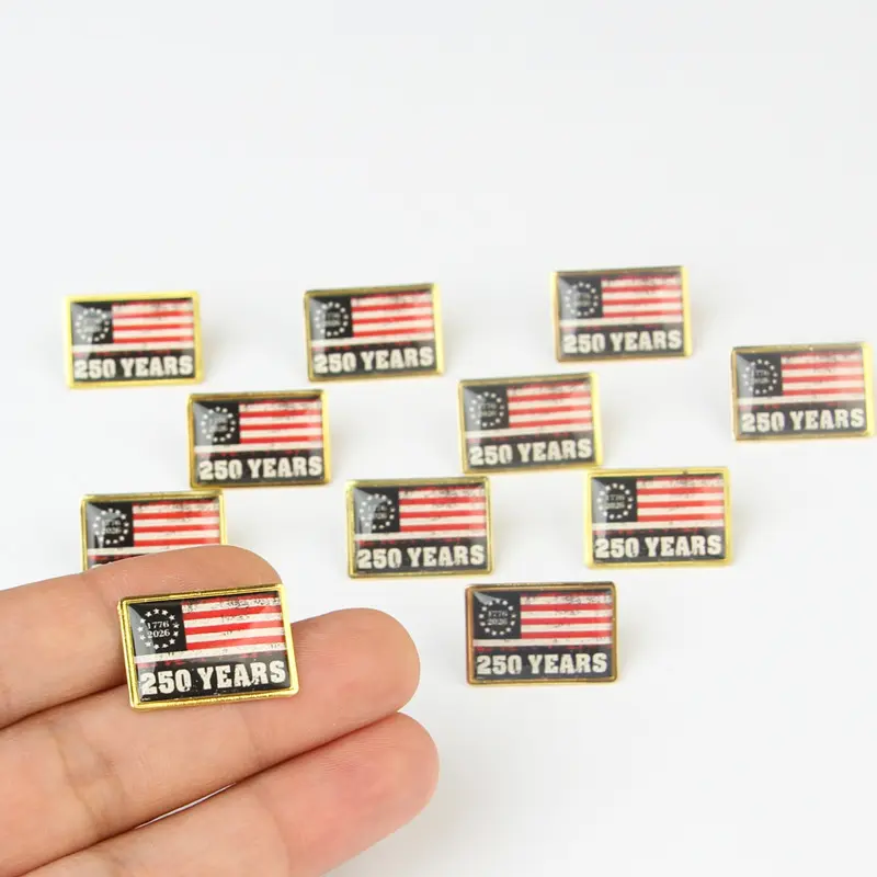 American Flag Memorial Badge Oil-Drip Brooch Independence