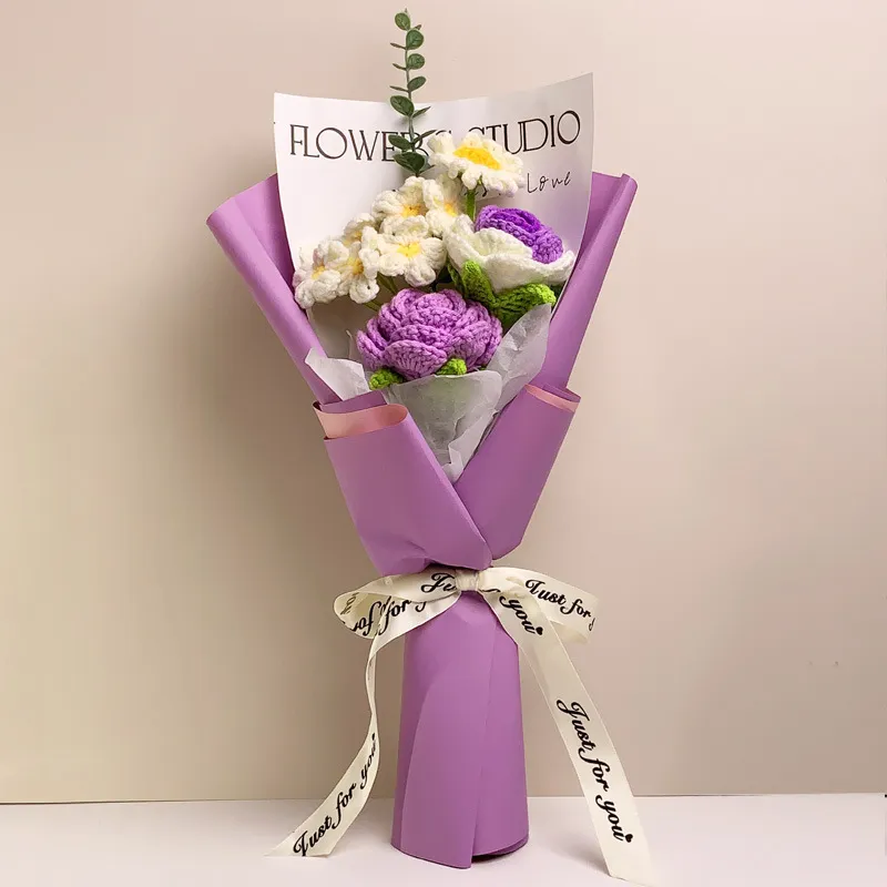 Wool Woven Bouquet Qixi Valentine's Day Gift - Purple