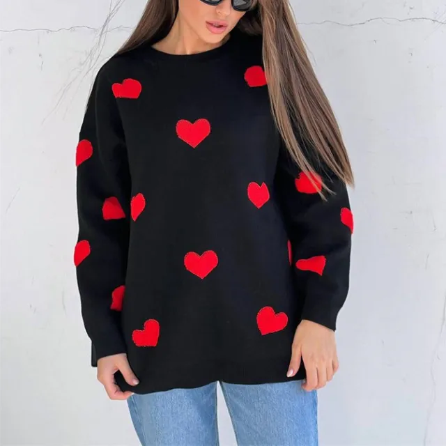 Fashion Love Embroidered Sweater For Women Black - Shop at LoveMi