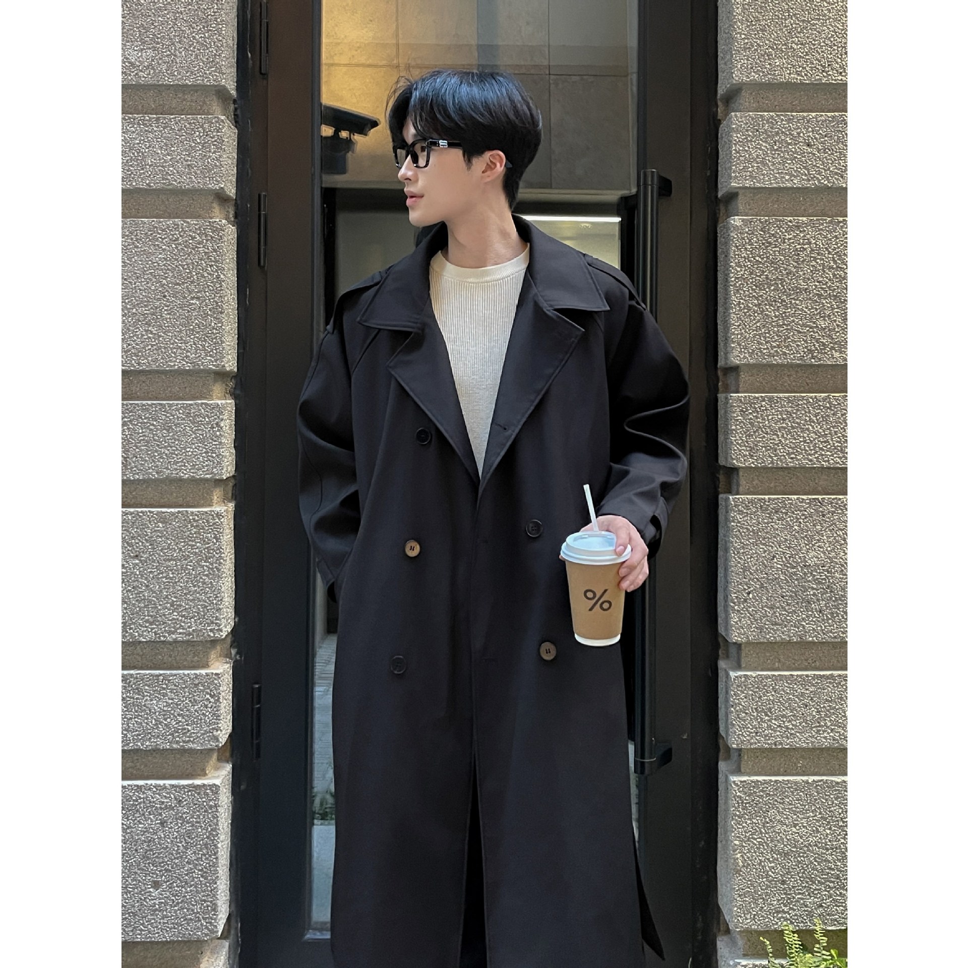 Men's Autumn And Winter Long Trench Coat video thumbnail