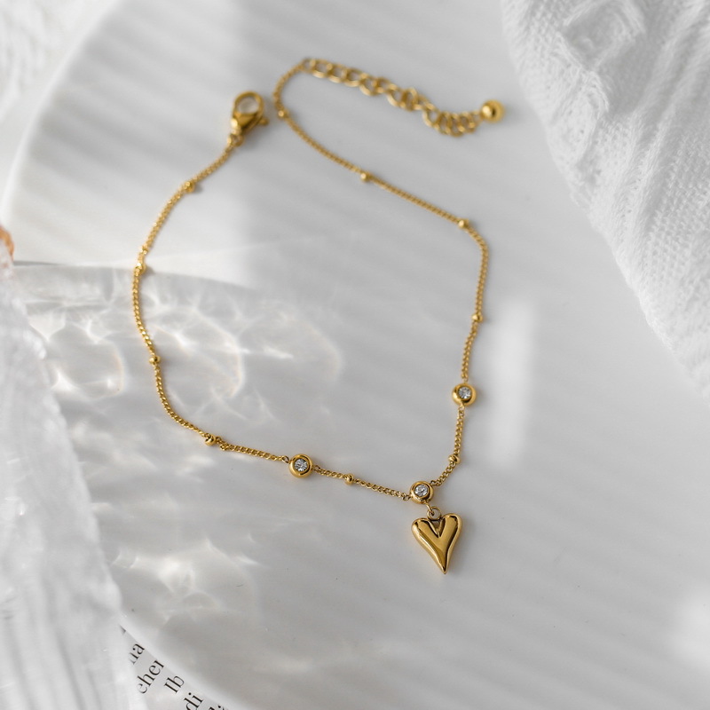 A280 Heart Shaped Anklet Gold