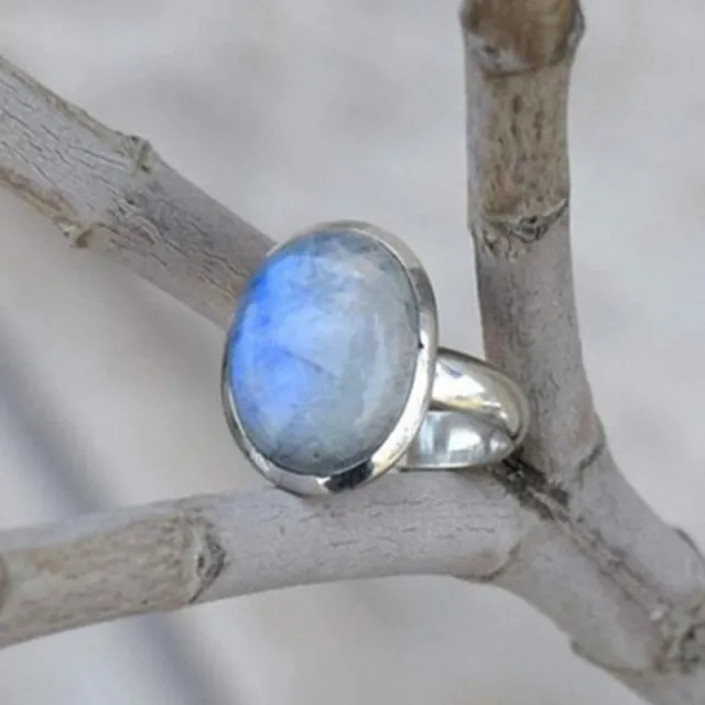 Vintage Thai Silver Moonstone Ring European And American Popular Hand Jewelry Silver - Shop at LoveMi