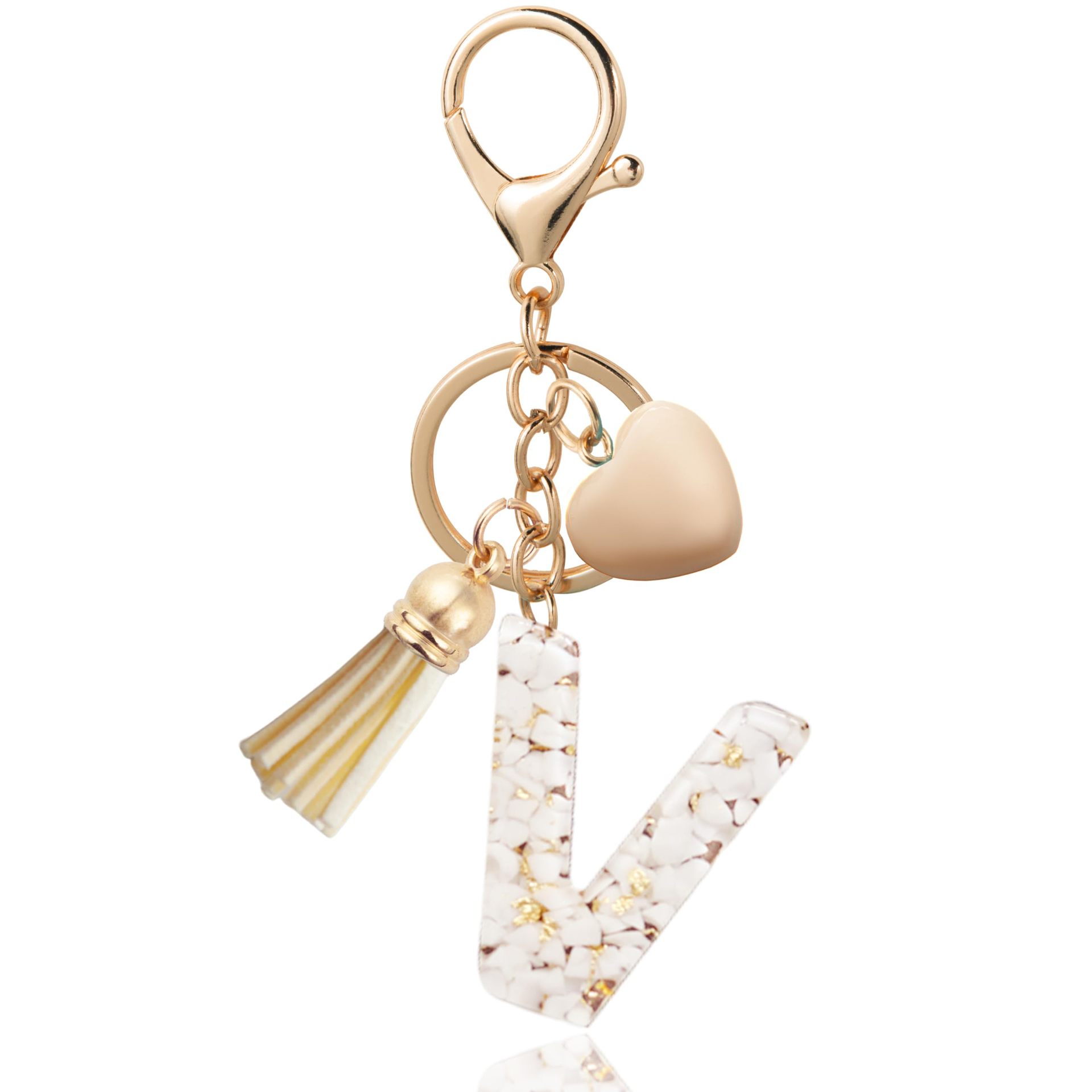 Fashionable Personalized Heart-shaped Pendant With White Shell Fragments Lettering And Tassel