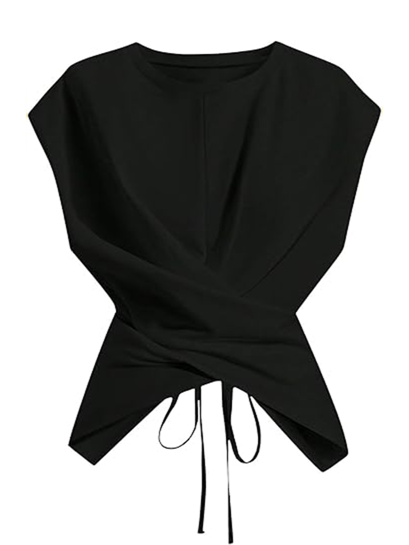 Versatile Cropped Top With A Crossover Tie At The Hem