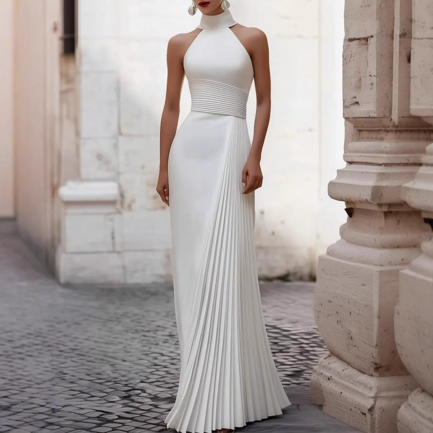 Pleated Solid-color Dress Available In Multiple Colors