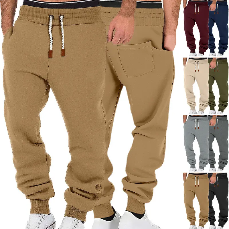 Male Solid Color Loose Cuffed Sports Casual