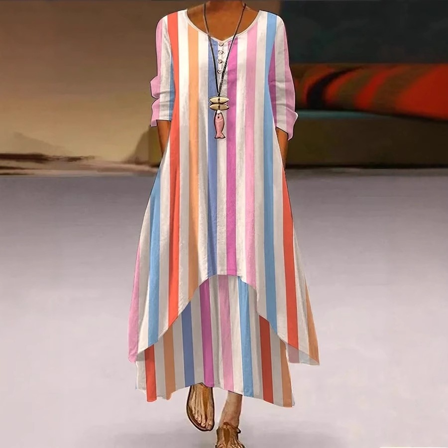 Womens Long Dress Asymmetrical Design
