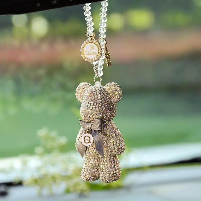 Car Rearview Mirror Pendant Diamond-embedded Violent Bear Bear Ornaments
