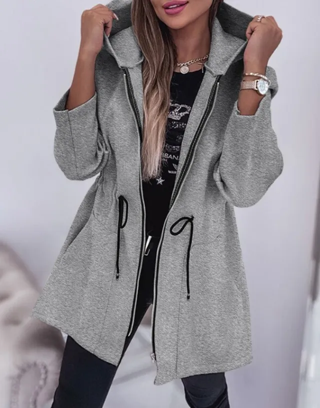 Fall Winter Fashion Casual Hooded Coat Women's Clothing Gray - Shop at LoveMi