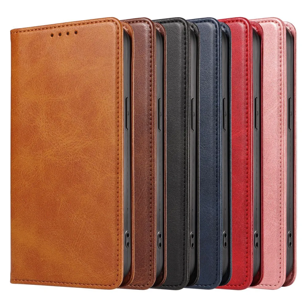 Simple Fashion Solid Color Leather Magnetic Phone Case