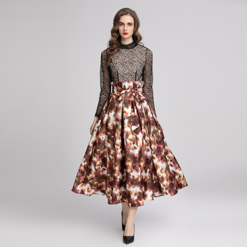 Lace-Trim Leopard Print Maxi Dress, picture 2 of 5