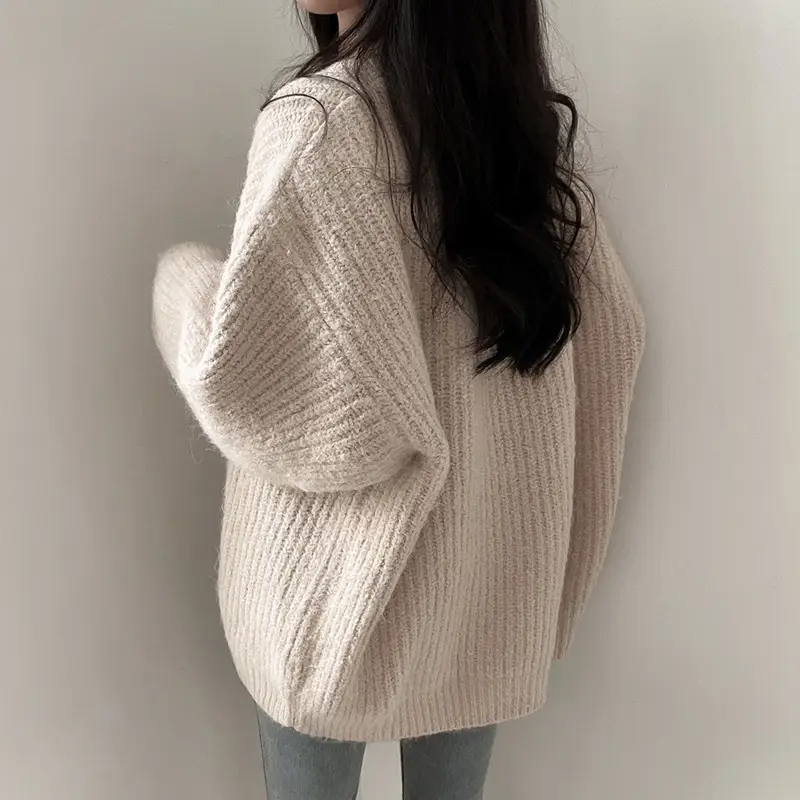 Loose Large Long-sleeved Knitted Top For Women