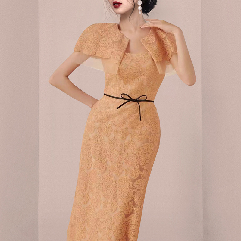 Cape-Collar Bow Midi Dress, picture 3 of 5