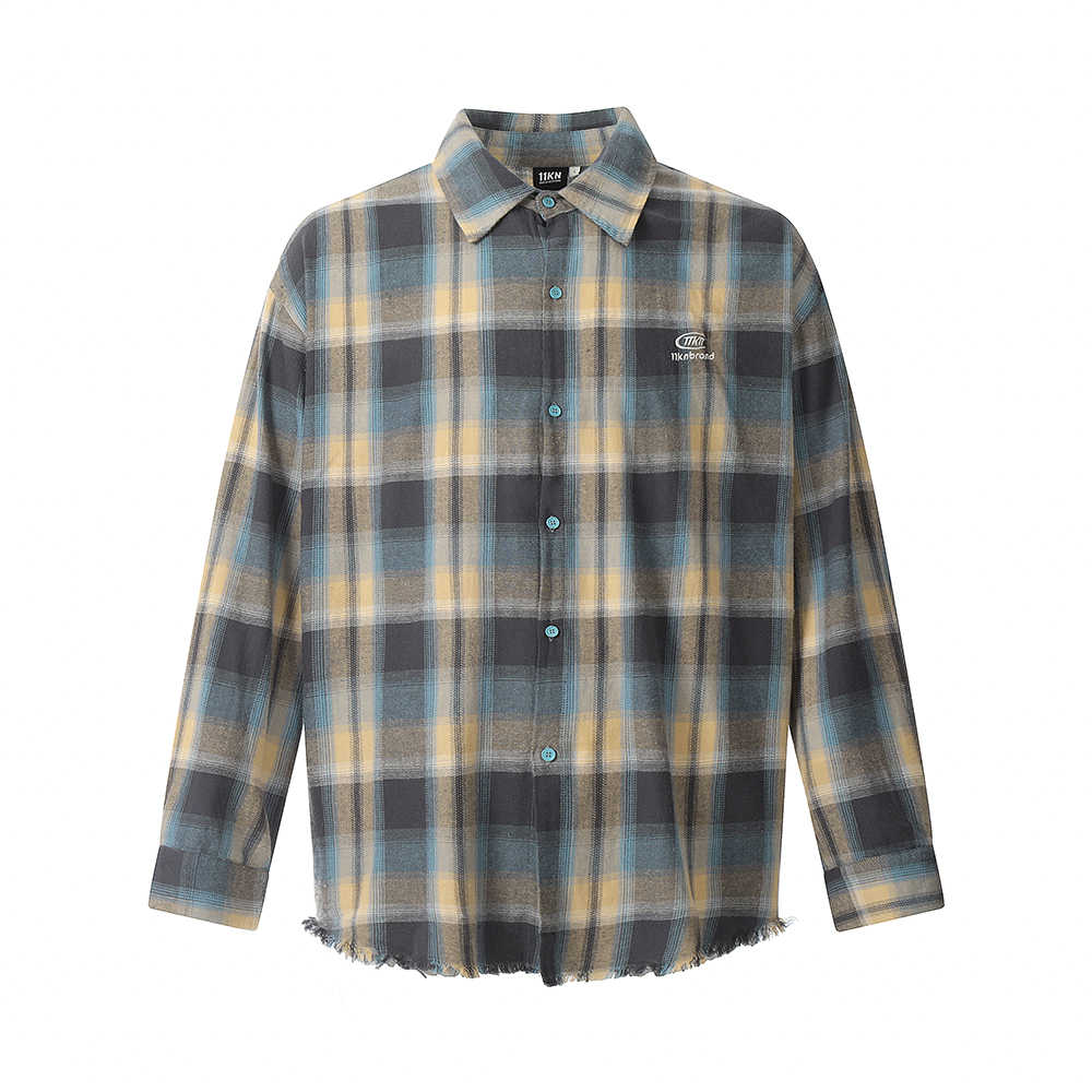 Men's European And American-style INS Hem Frayed Japanese Leisure Shirt