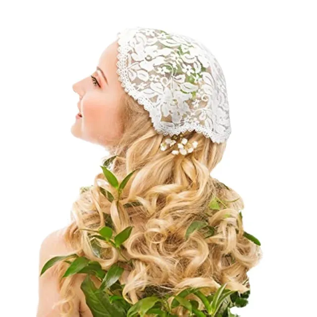 Floral Pattern Bridal Muslim Veil Shawl Ivory White - Shop at LoveMi