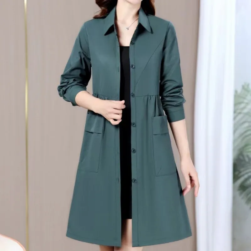 Solid Color Trench Coat Youthful-looking Fashionable Stylish All-matching Jacket - Dark Green