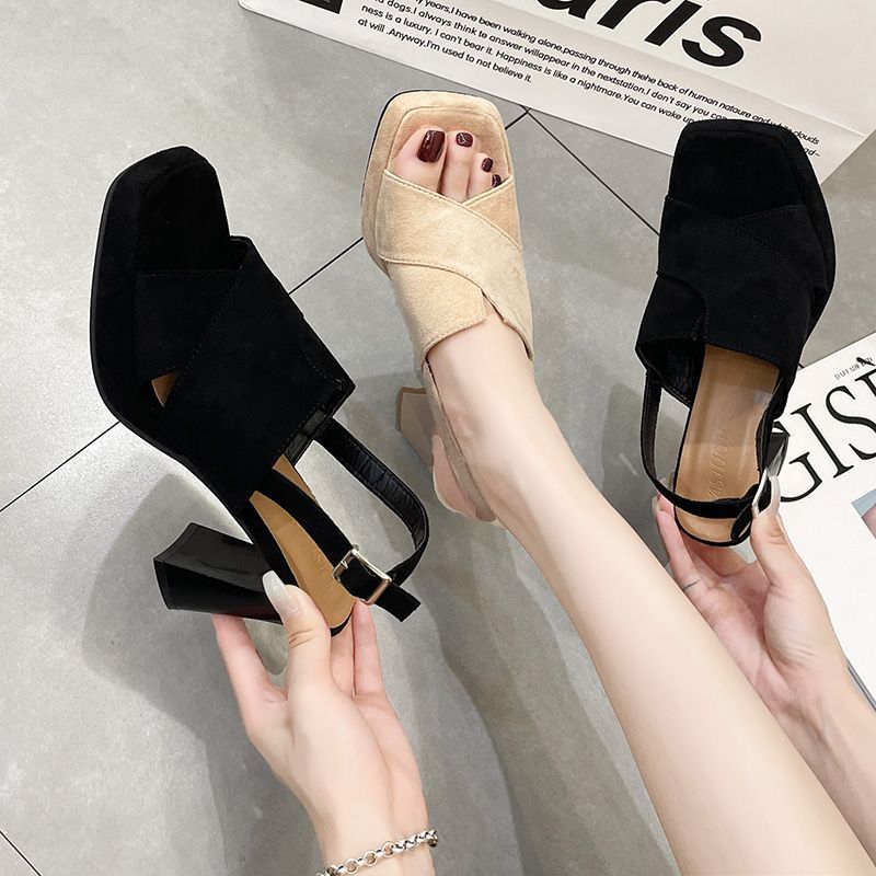 Fairy-style Chunky-heeled Round-toe Open-toe High-heeled Sandals