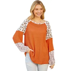 Fashion Loose Contrast Colour Sweatshirt - Lc25115972 Orange - View 1