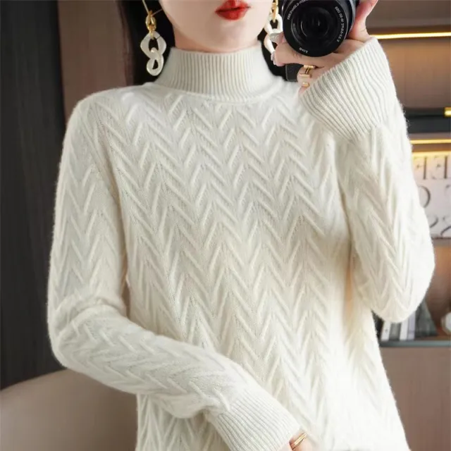 Mock Neck Sweater Women's Thick Loose All matching Beige - Shop at LoveMi