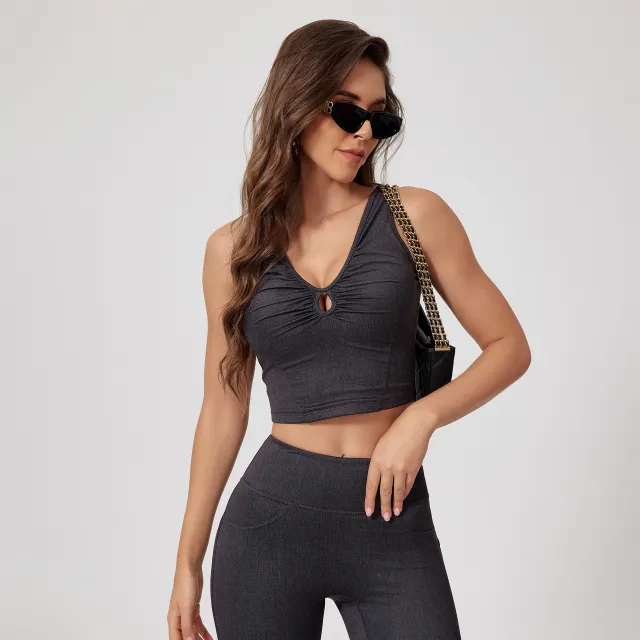 European And American Sexy Denim Nude Feel Hollow Bra Underwear Denim Gray - Shop at LoveMi