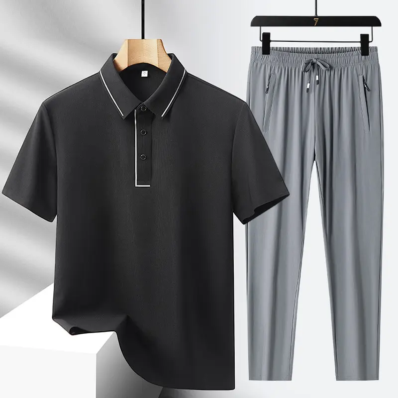Men's Light Luxury High-end Ice Silk Seamless Polo Shirt