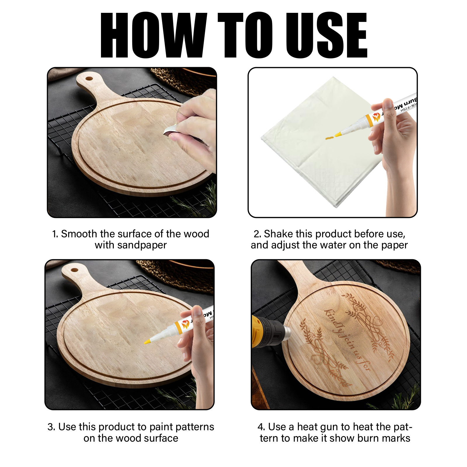 Title 9, Wood Burning Marking Pen DIY Wooden Coaster Woo...