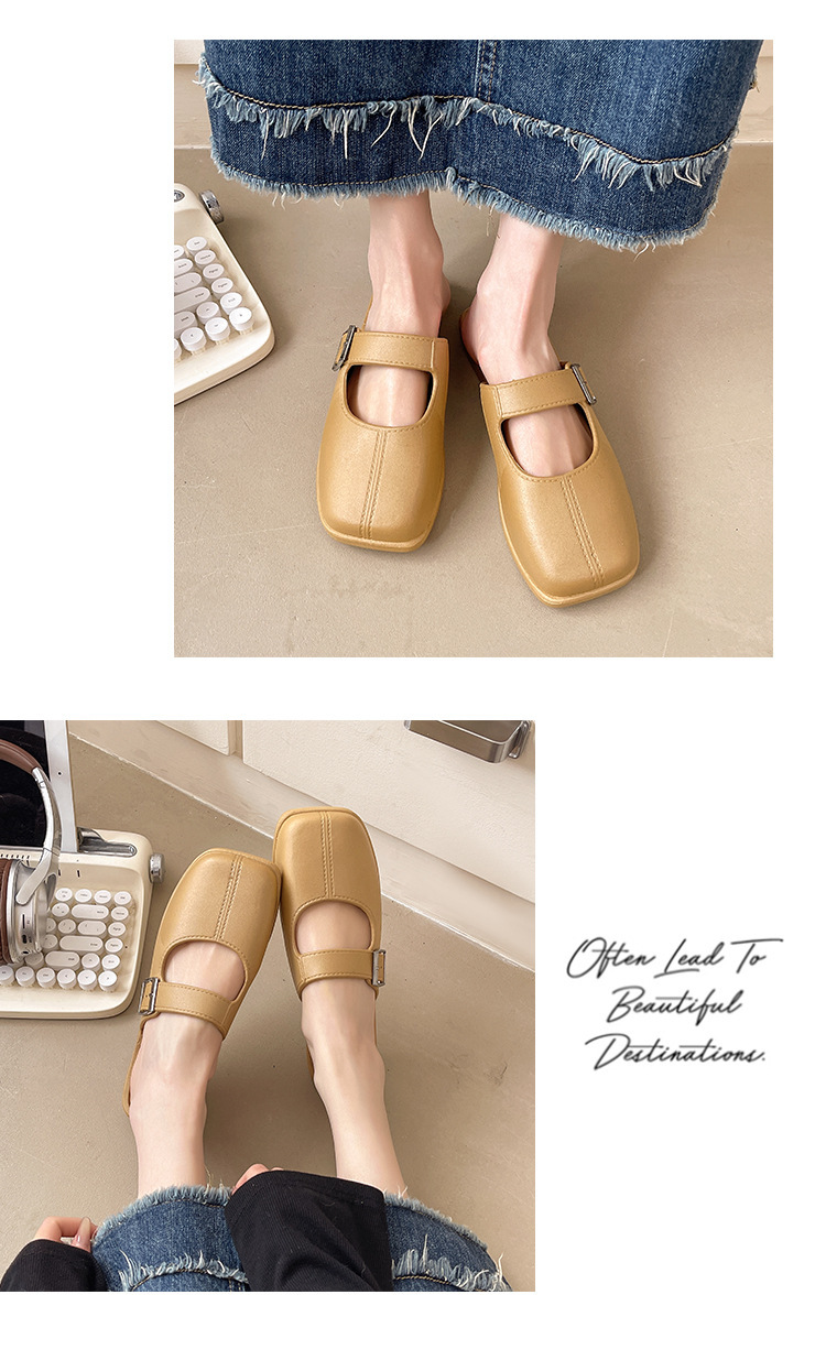 French Style Vintage Closed Toe Flat Slippers For Women