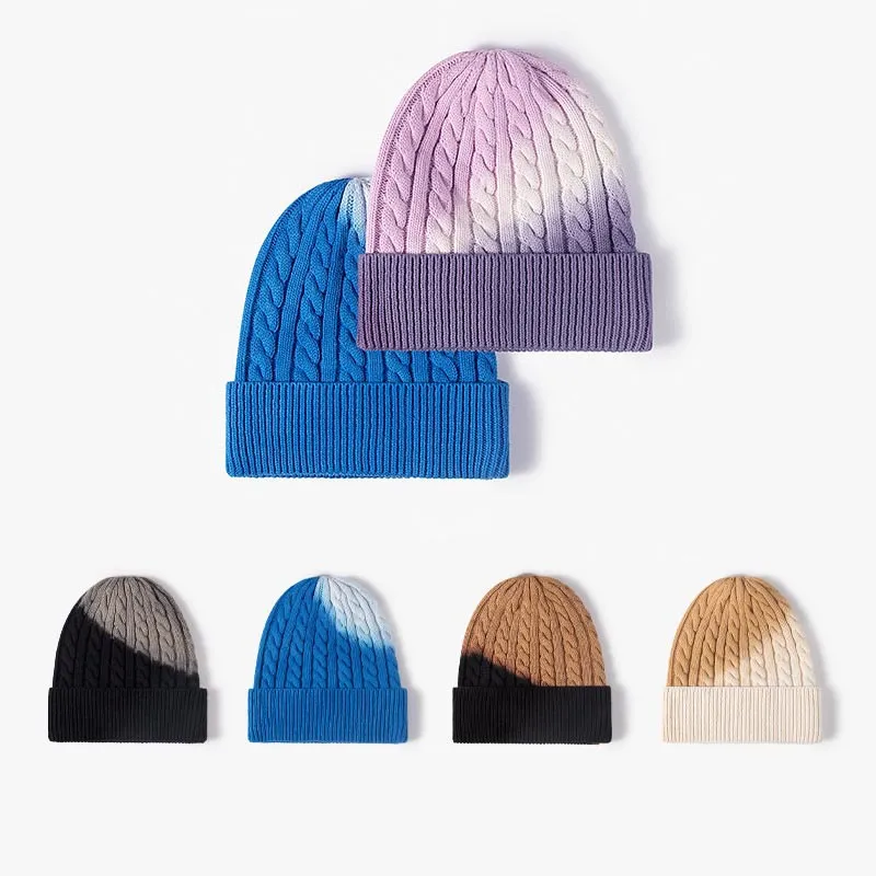 Outdoor Windproof Warm Fashion Tie-dyed Knitted Hat