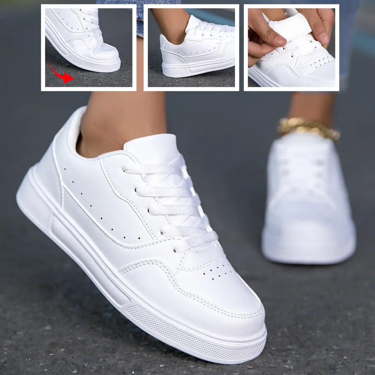 Breathable White Korean Casual Sneaker