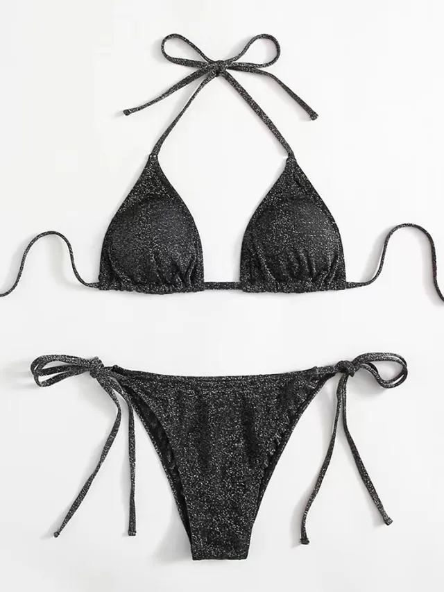 Fashion Bikini Split Bandage Swimsuit Black - Shop at LoveMi